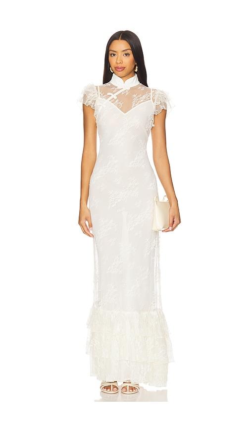 sau lee ramona lace dress in ivory.