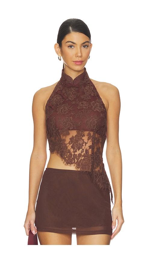 sau lee sylvan lace top in brown.