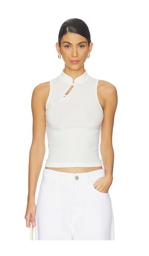 sau lee tao knit top in white.