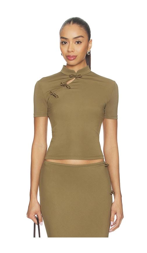 sau lee timo jersey top in olive.