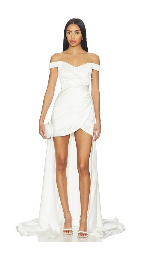 sau lee vittoria satin dress in white.