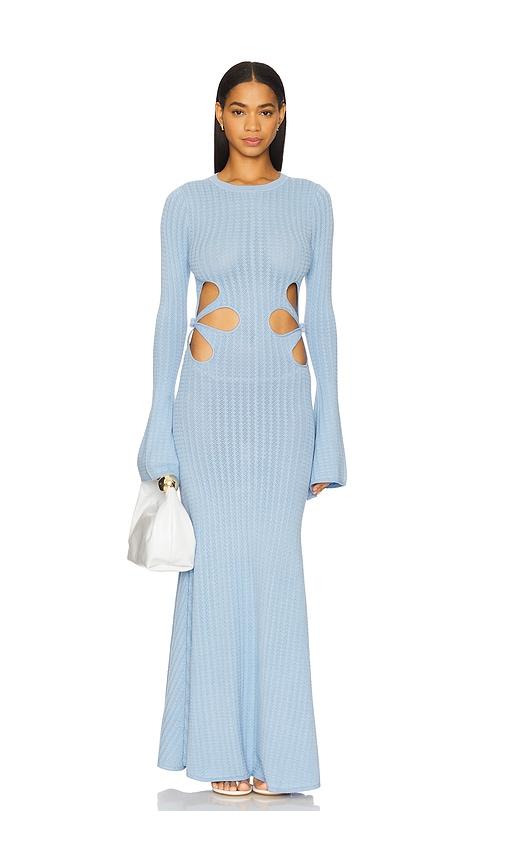 sau lee x revolve destiny knit dress in baby blue.