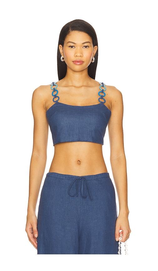 saudade cascade top in blue.