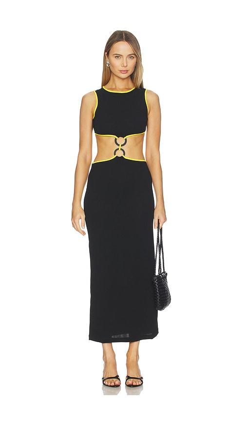 saudade glowi dress in black,yellow.