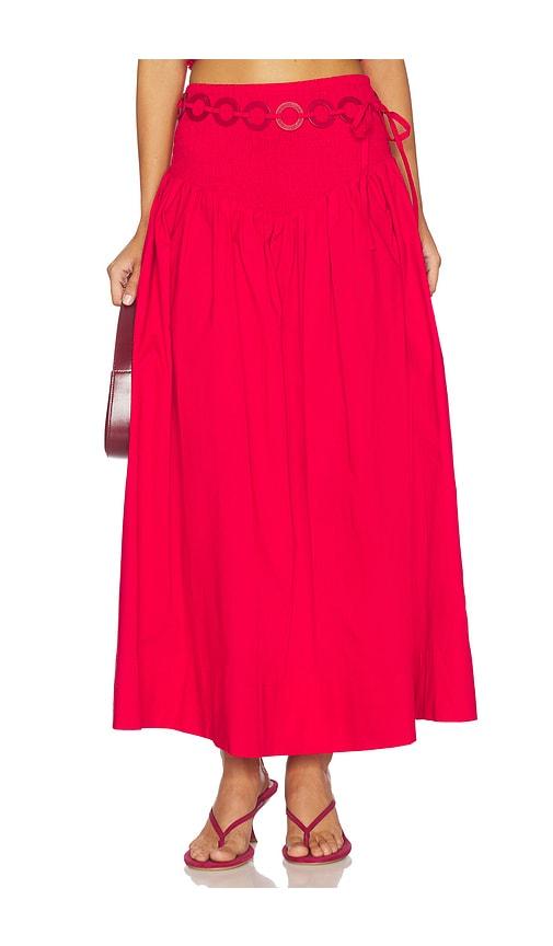 saudade solly set skirt in red.