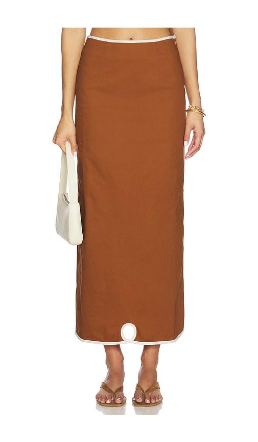 saudade zuma skirt set in brown,white.