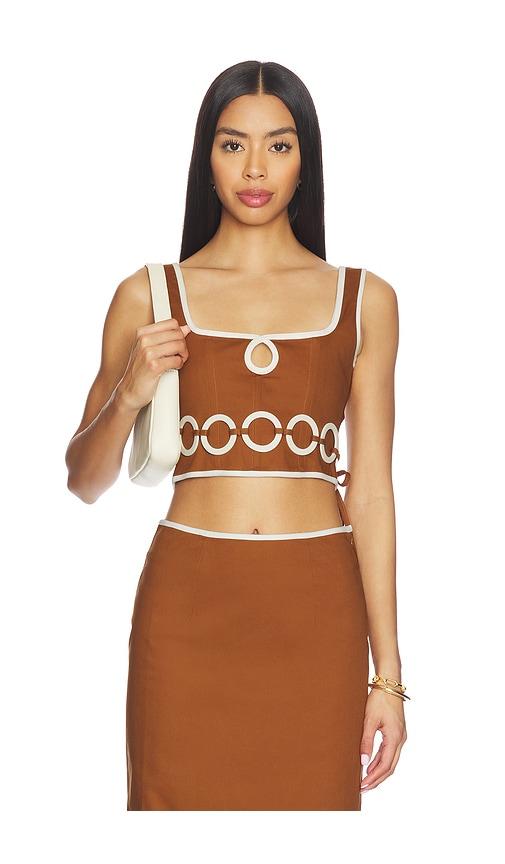 saudade zuma top set in brown,white.