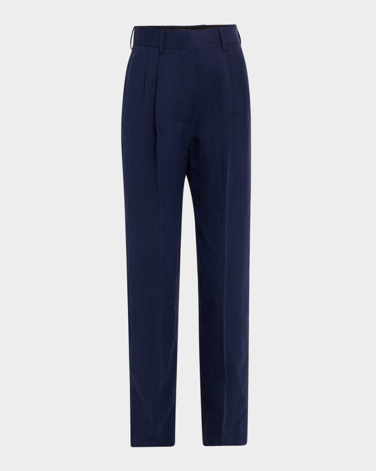 savannah fox pleated straight-leg pants