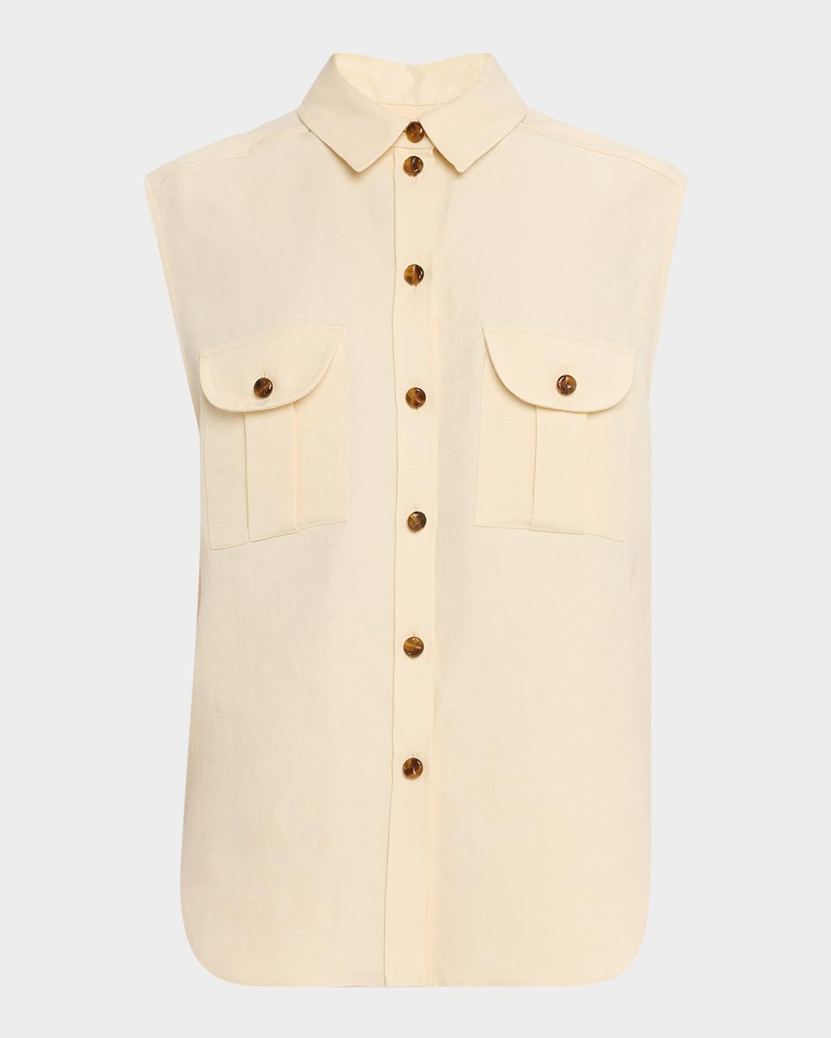 savannah pekin sleeveless button-down shirt