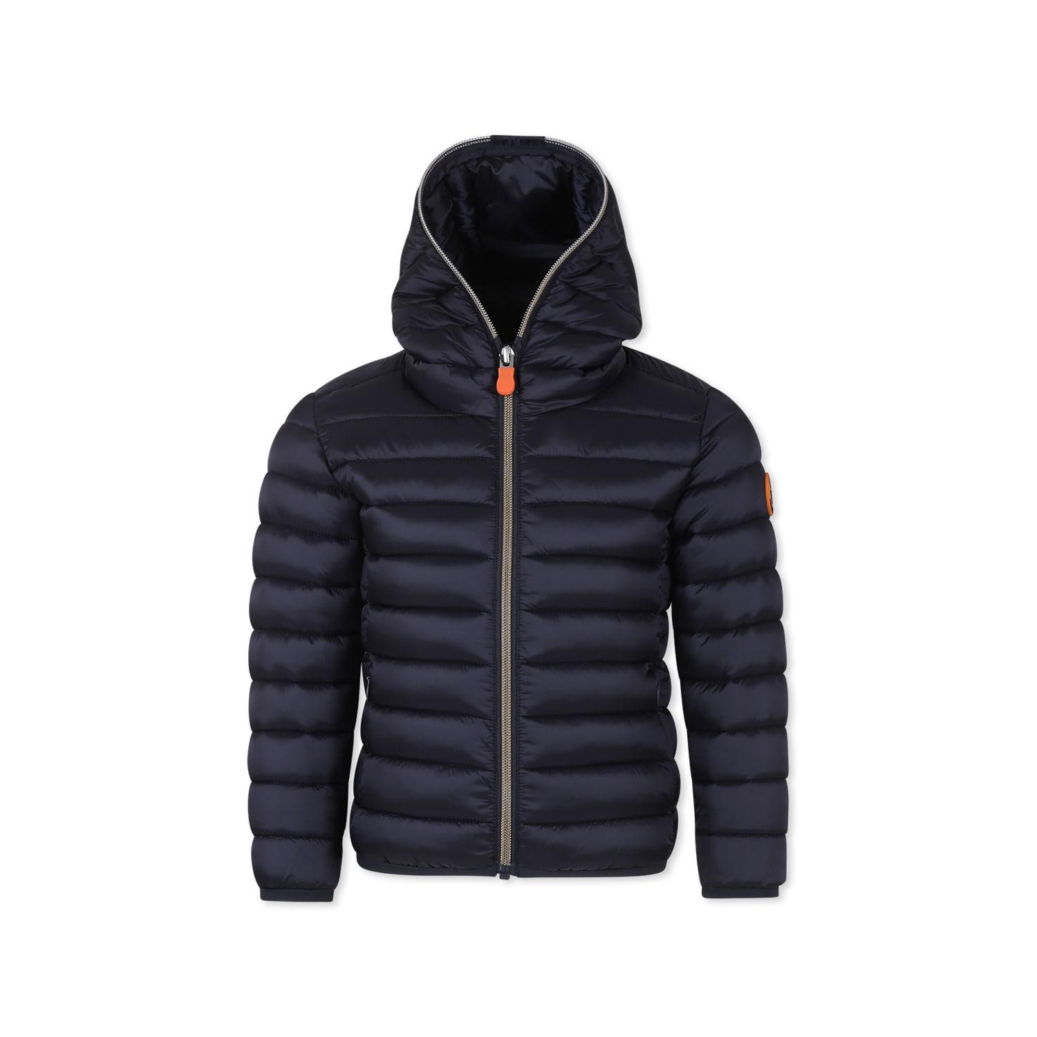 save the duck black down jacket for girl with logo