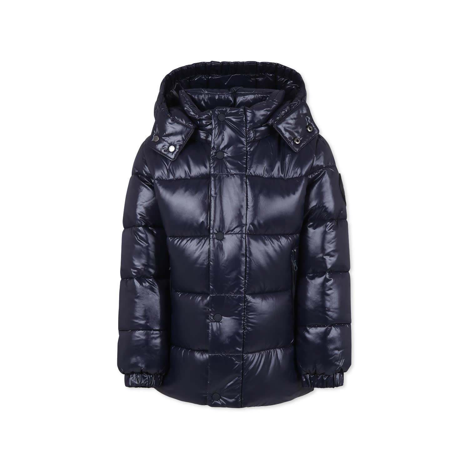 save the duck blue down jacket for girl with logo