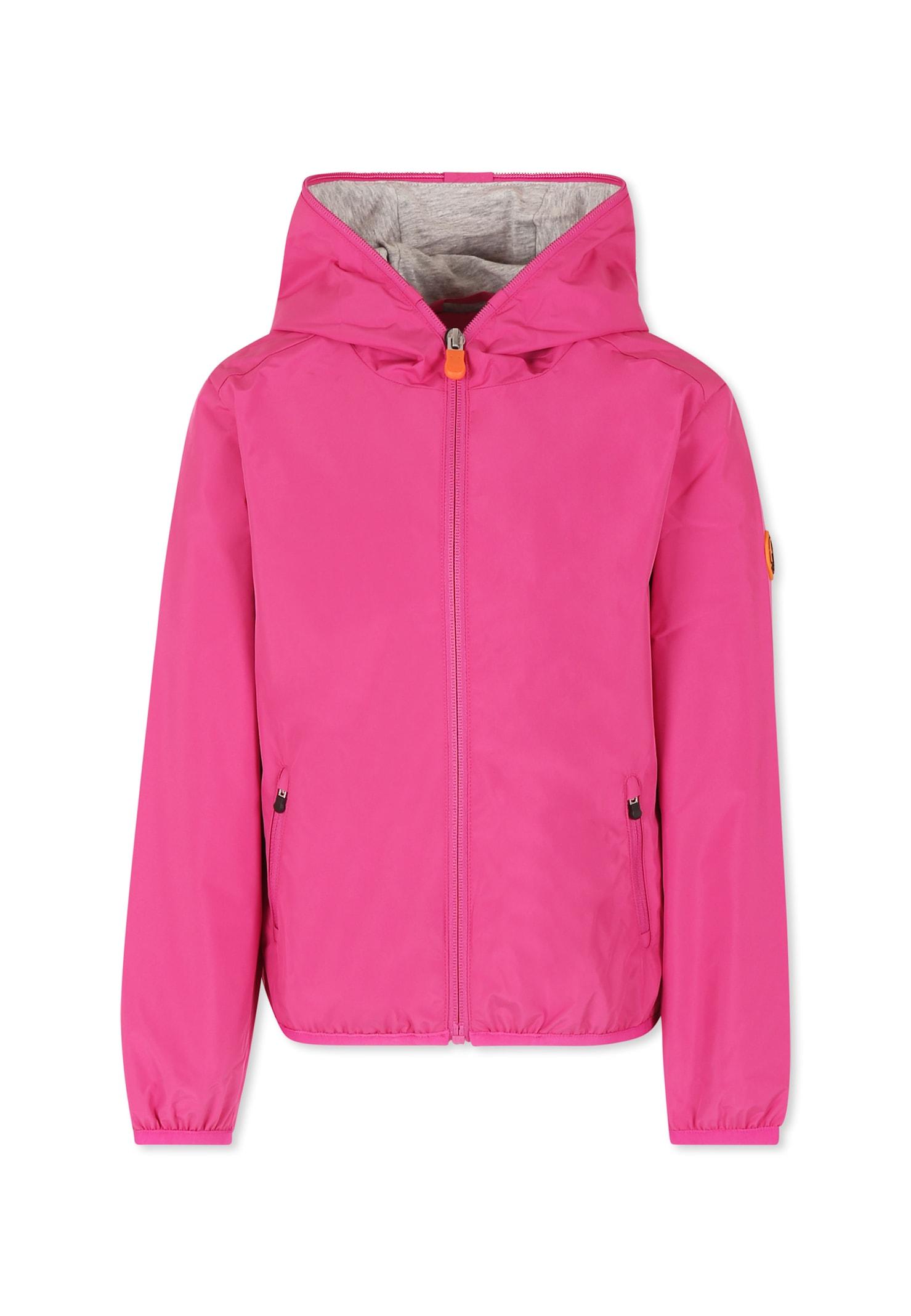 save the duck fuchsia windbreaker jacket for girl with logo