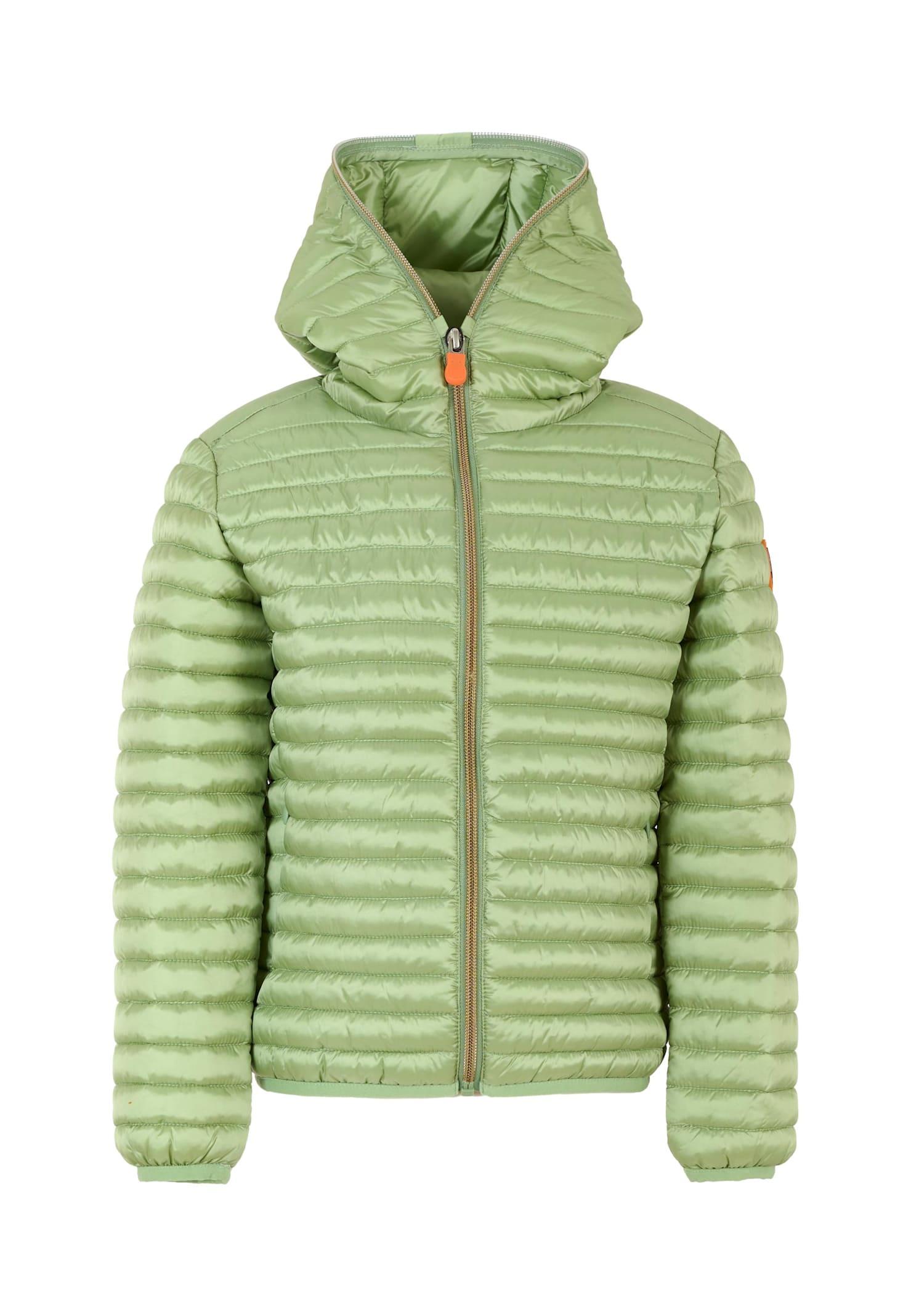 save the duck green rosy down jacket for girl with logo