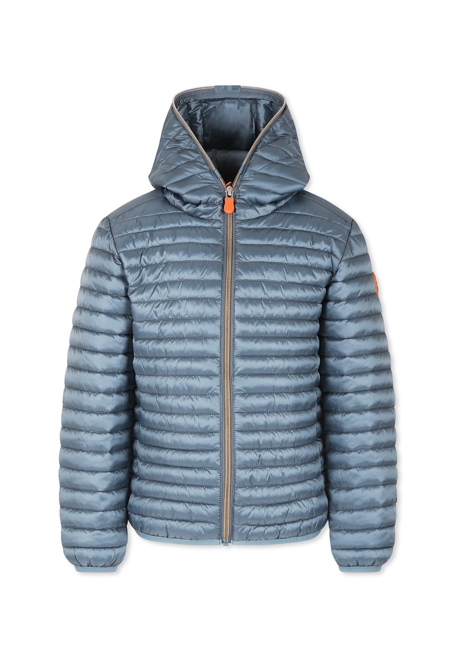 save the duck grey down jacket for girl with logo