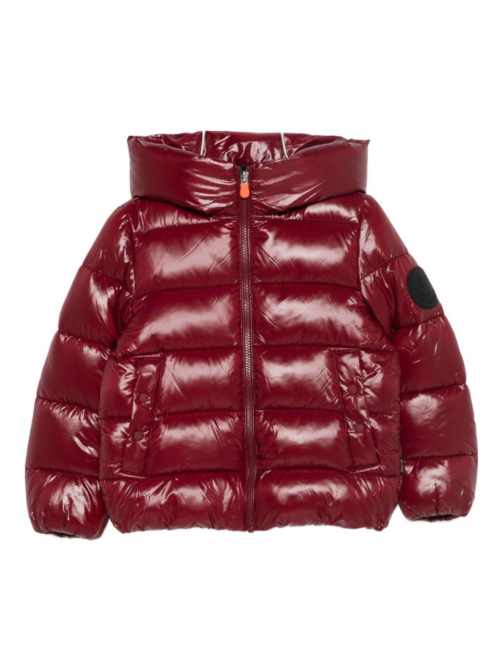 save the duck kids burgundy padded jacket with hood