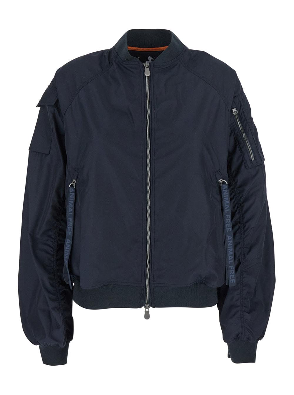 save the duck lil blue-black bomber jacket with front pockets and logo patch applied on the sleeve in tech fabric woman