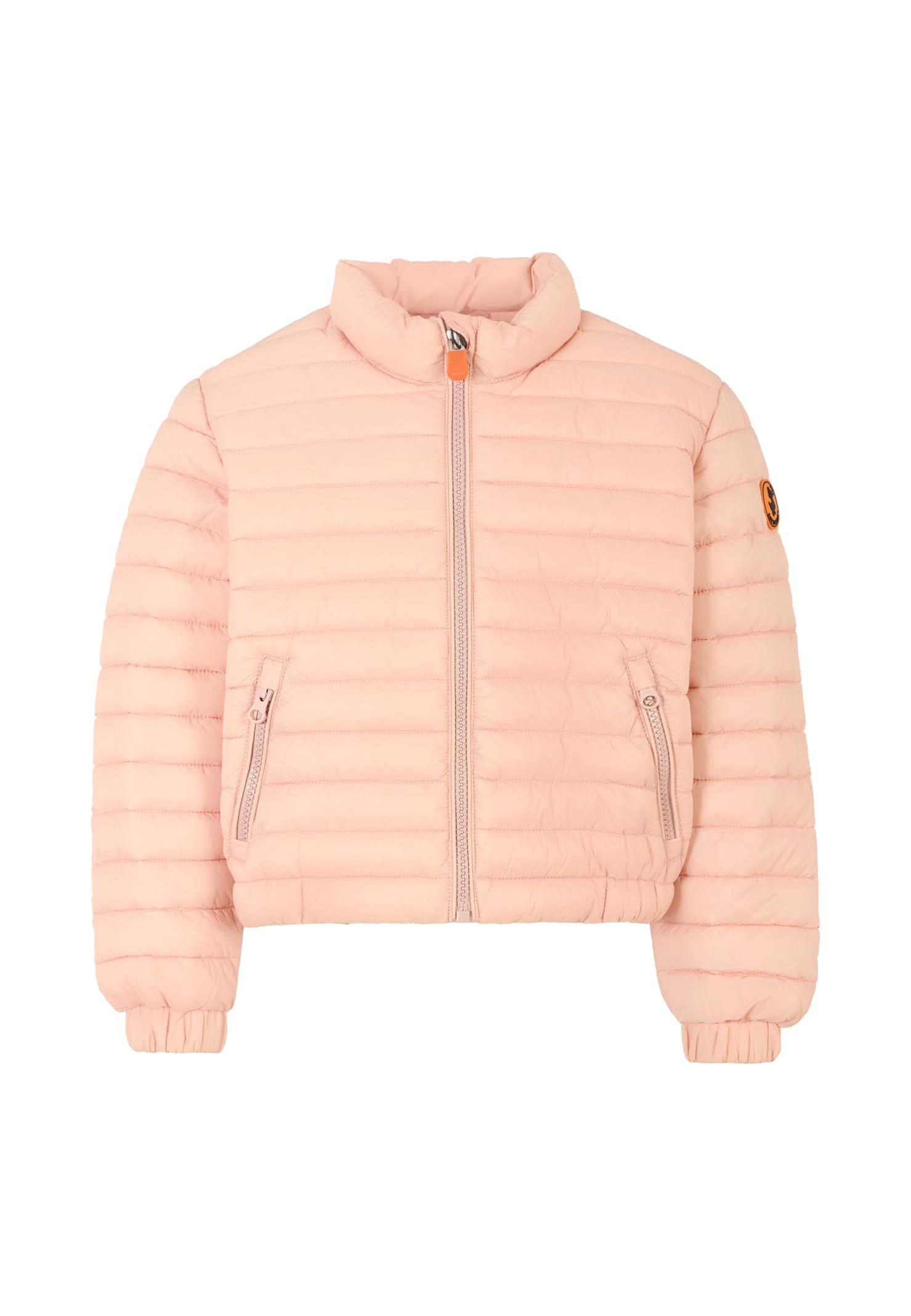 save the duck pink giga down jacket for girl with logo