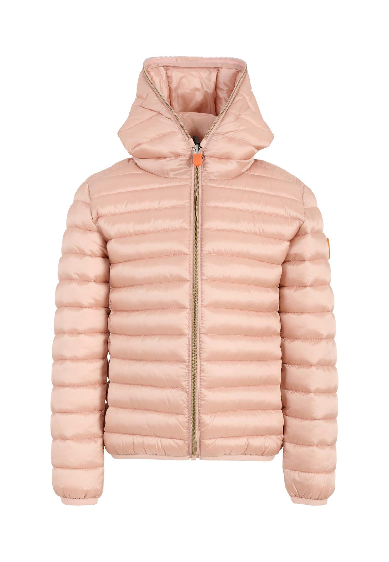 save the duck pink iris down jacket for girl with logo