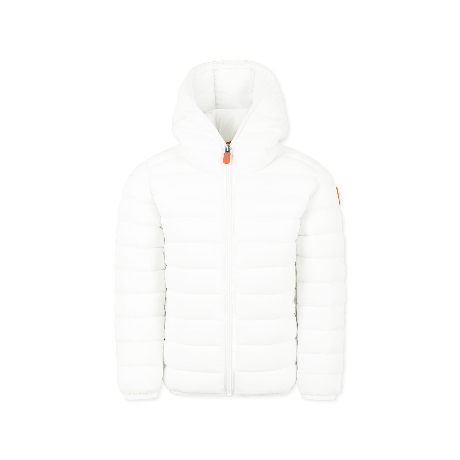 save the duck white down jacket for girl with logo