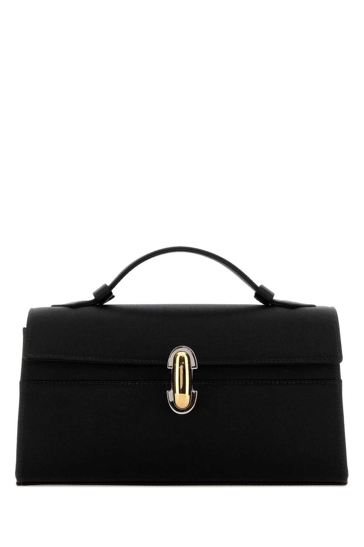 savette black satin symmetry handbag