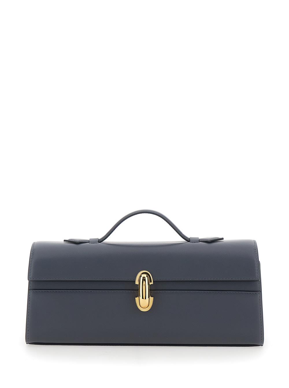 savette gray slim symmetry clutch with leather zip closure for women