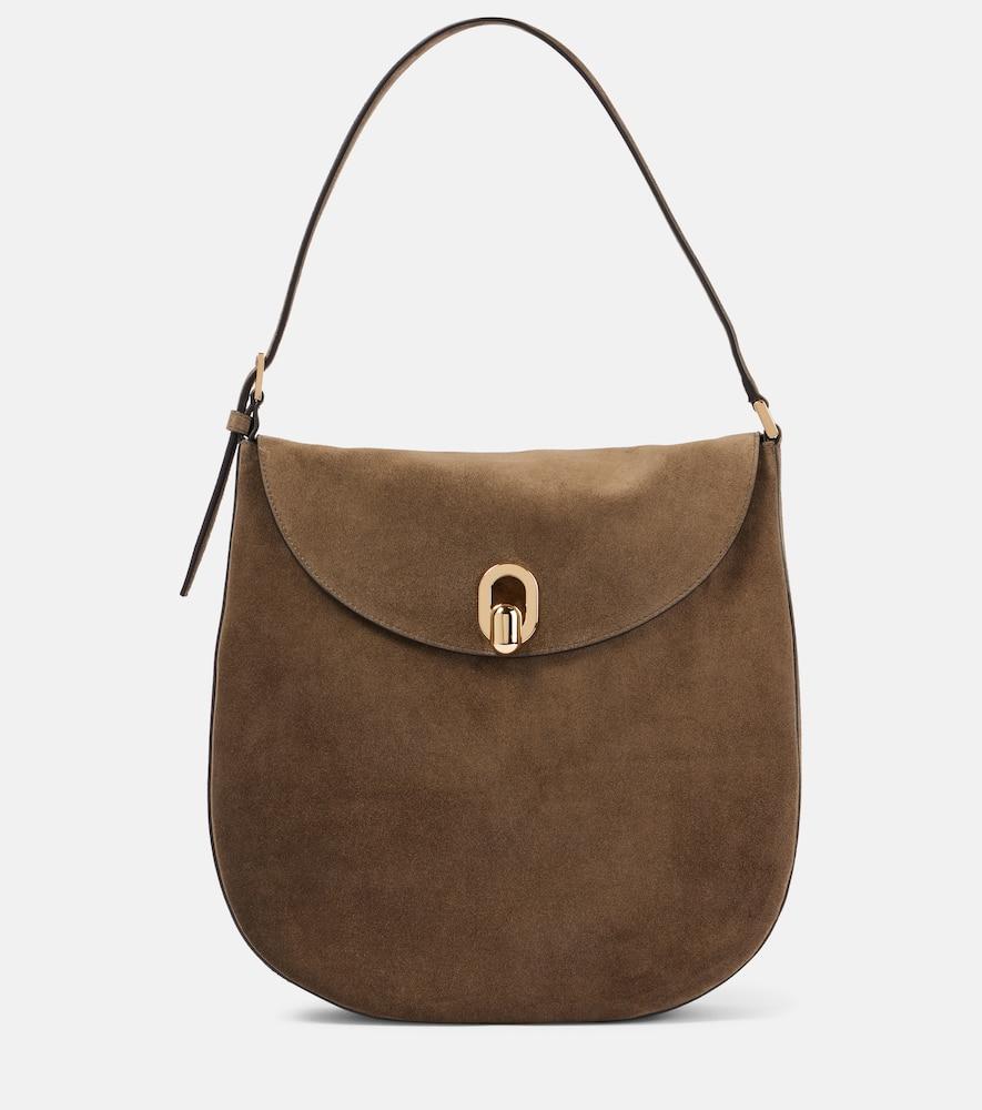 savette large tondo suede shoulder bag
