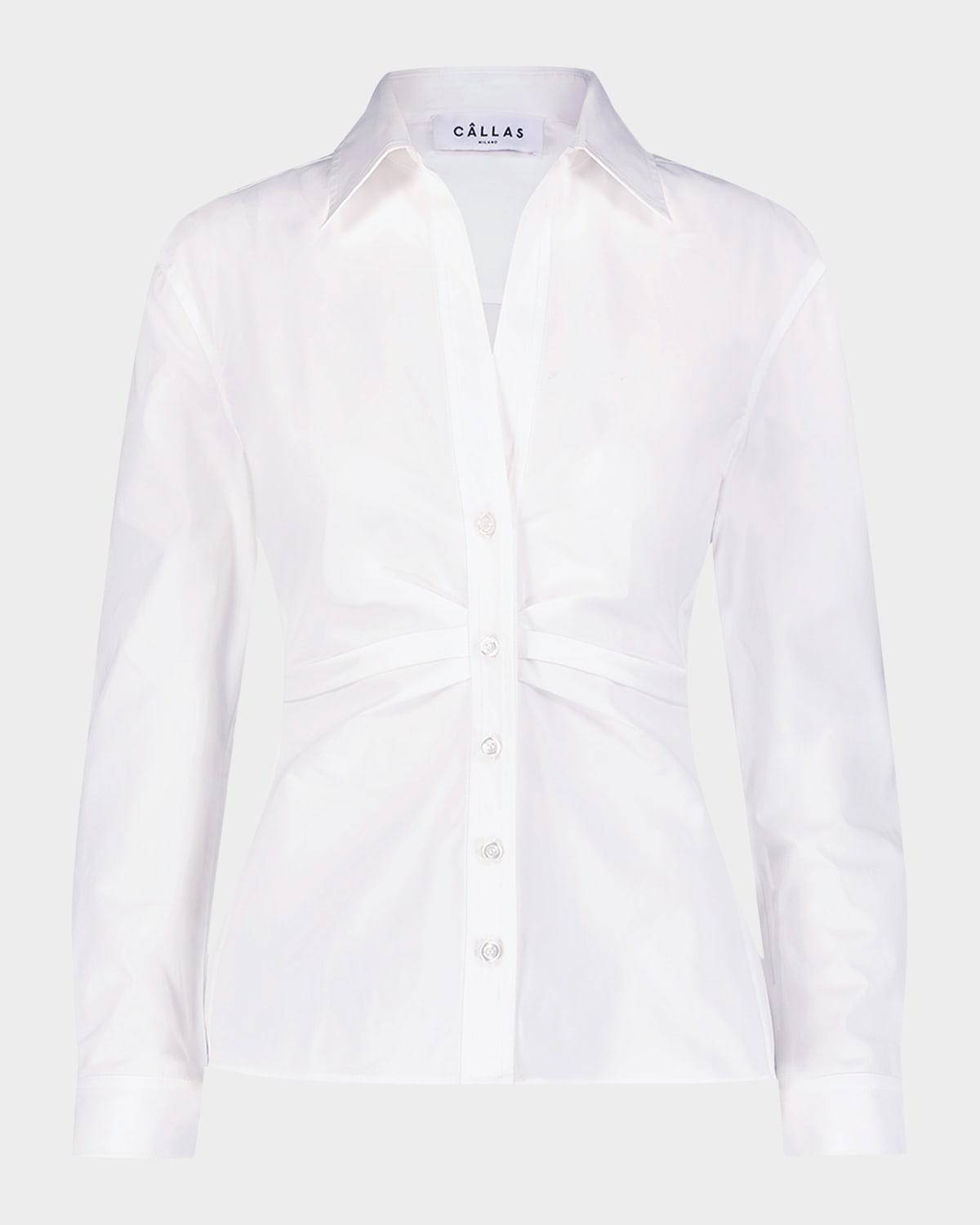 savile pleated button-down shirt