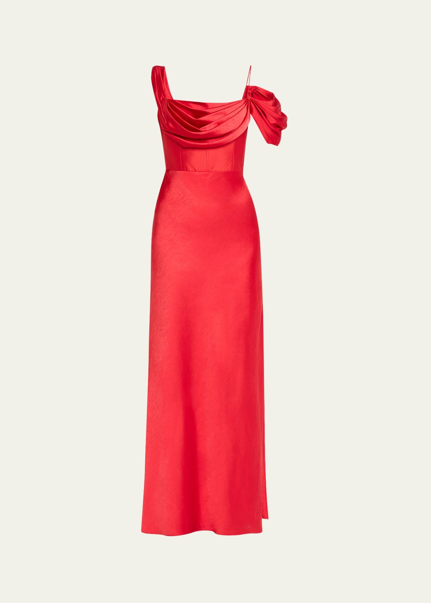 sawyer draped one-shoulder gown