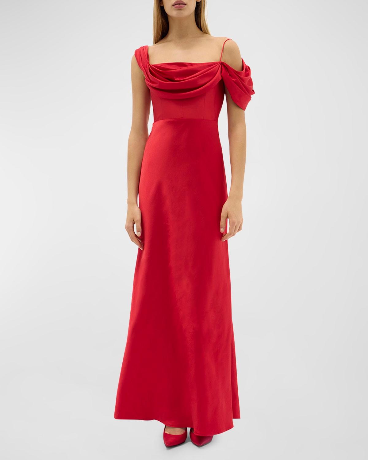 sawyer draped one-shoulder gown