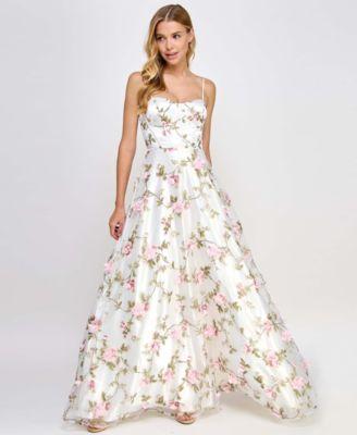say yes juniors 3d floral embellished gown created for macys