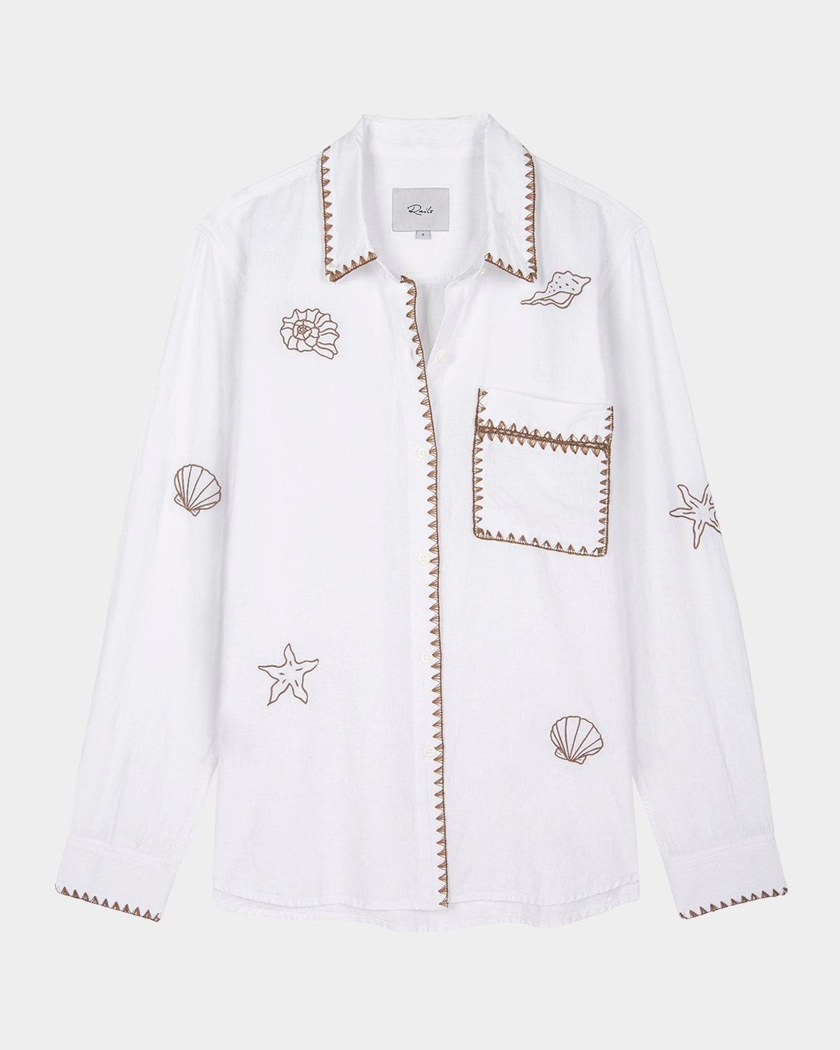 saya embroidered button-front shirt