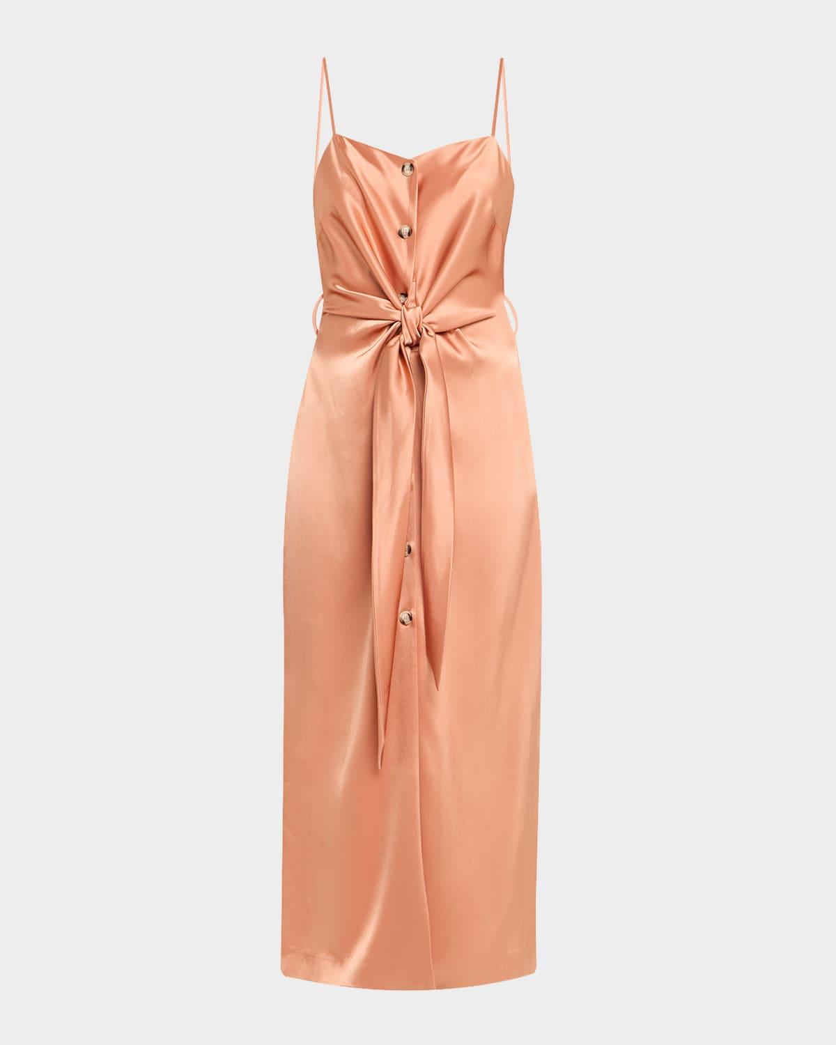 sayan draped satin midi dress