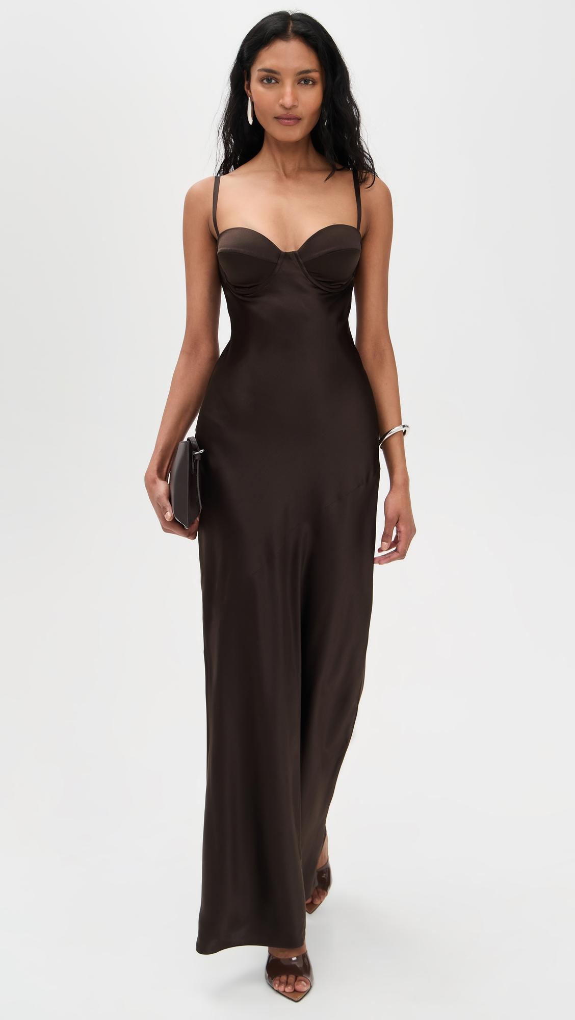 sayla bias cut silk maxi dress