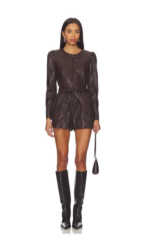 saylor lora romper in chocolate.