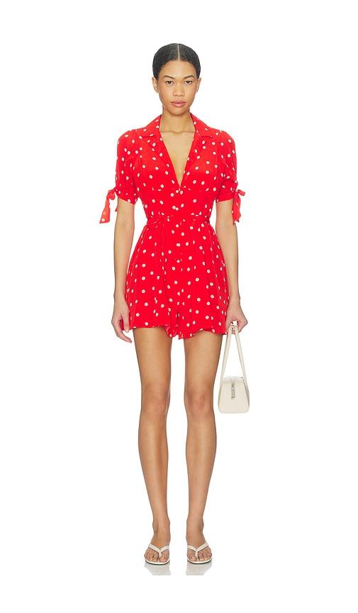 saylor merrilee romper in red.