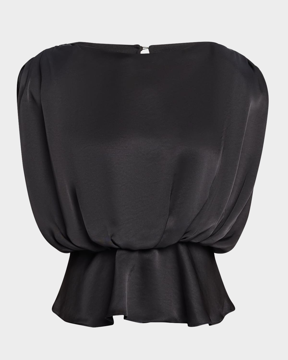 saylor strong-shoulder silky satin blouse