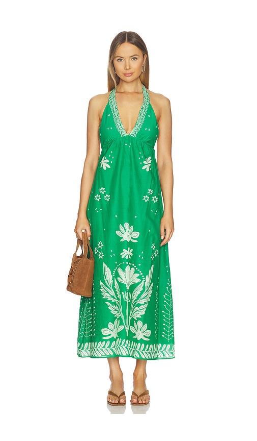 saylor tigris dress in green & crã©me in green.