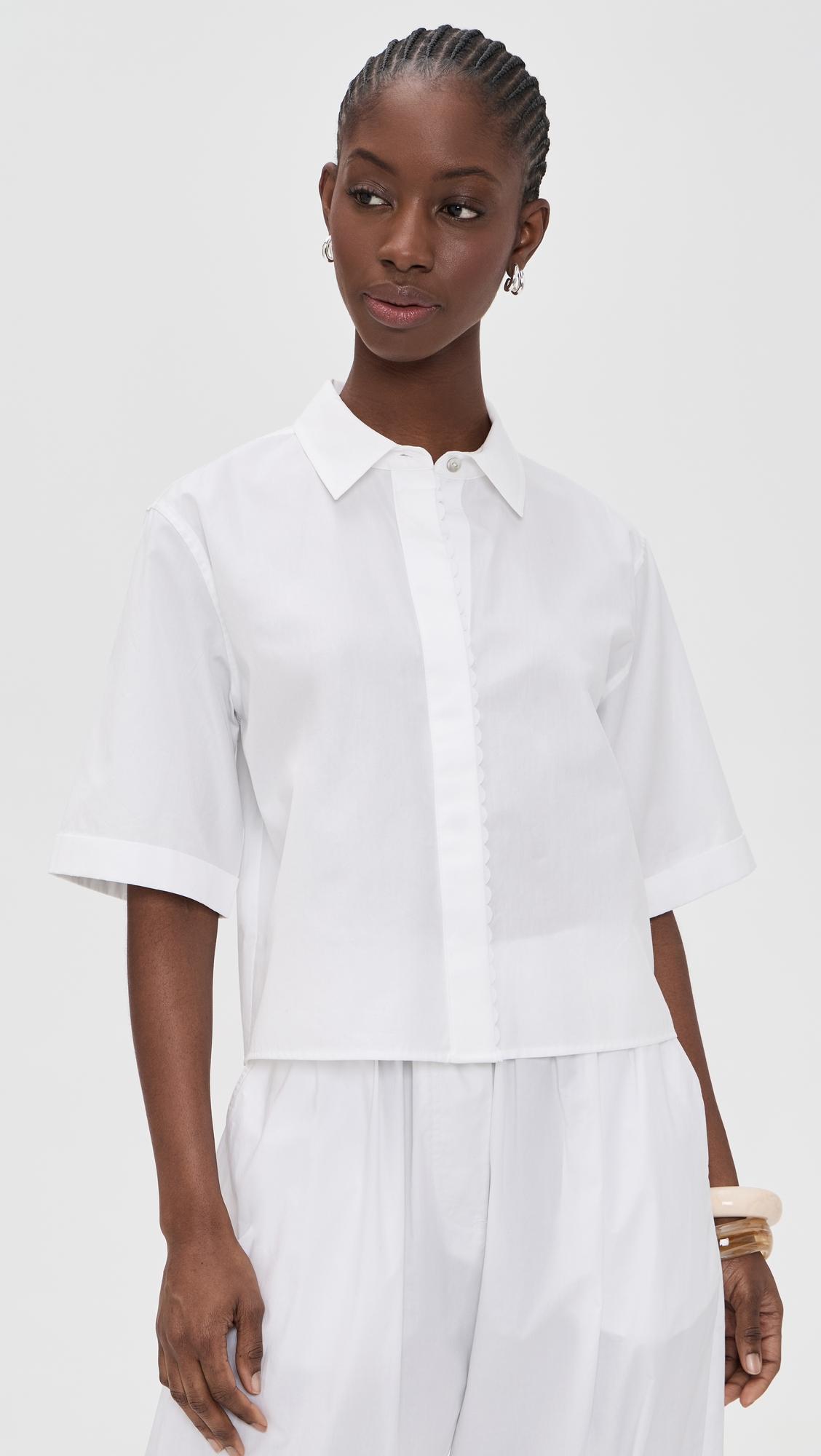 scallop detail short sleeve shirt