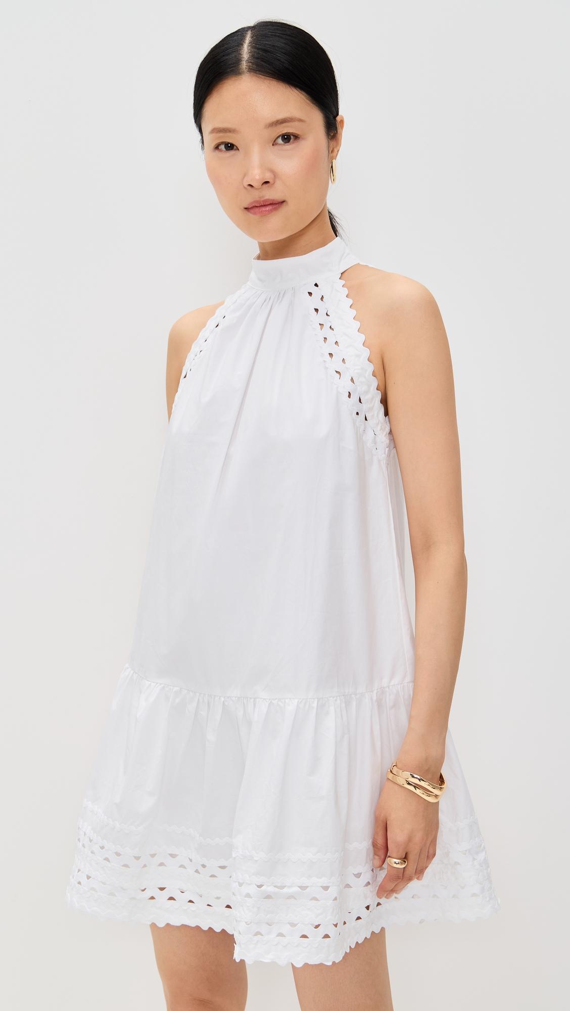 scallop detailed halter mini dress