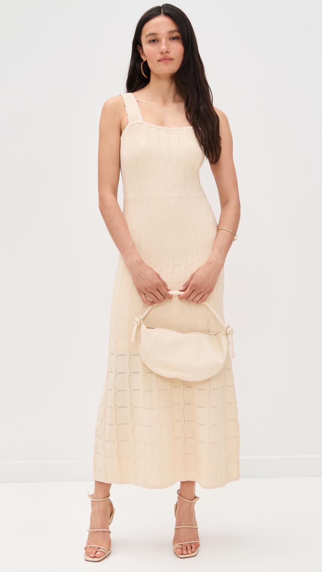 scallop knited sleeveless midi dress