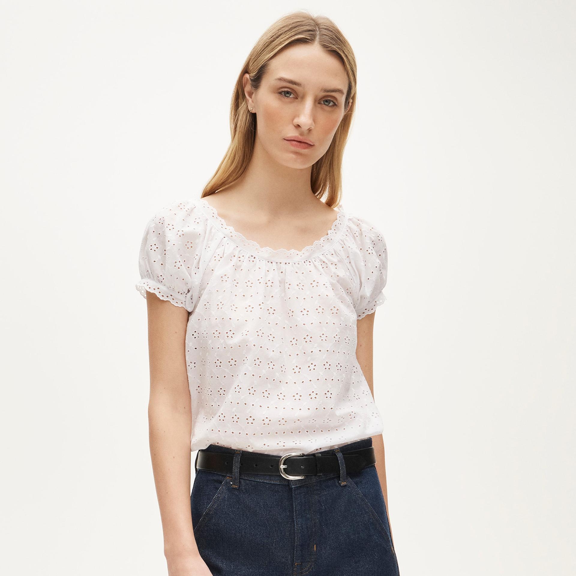 scallop-trim eyelet top
