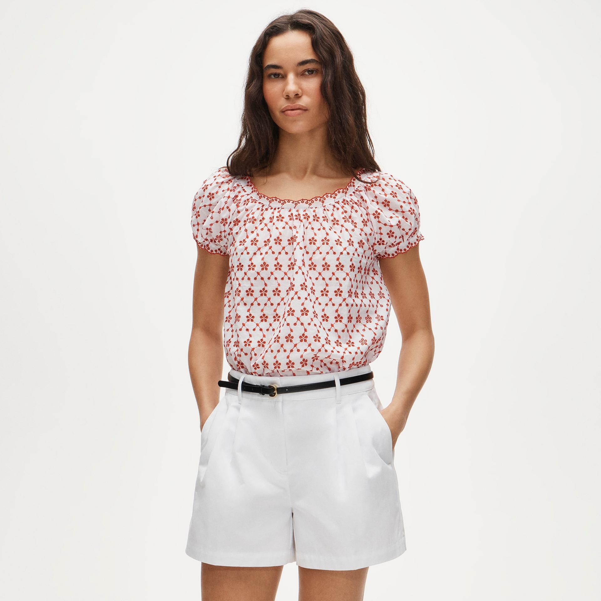 scallop-trim eyelet top