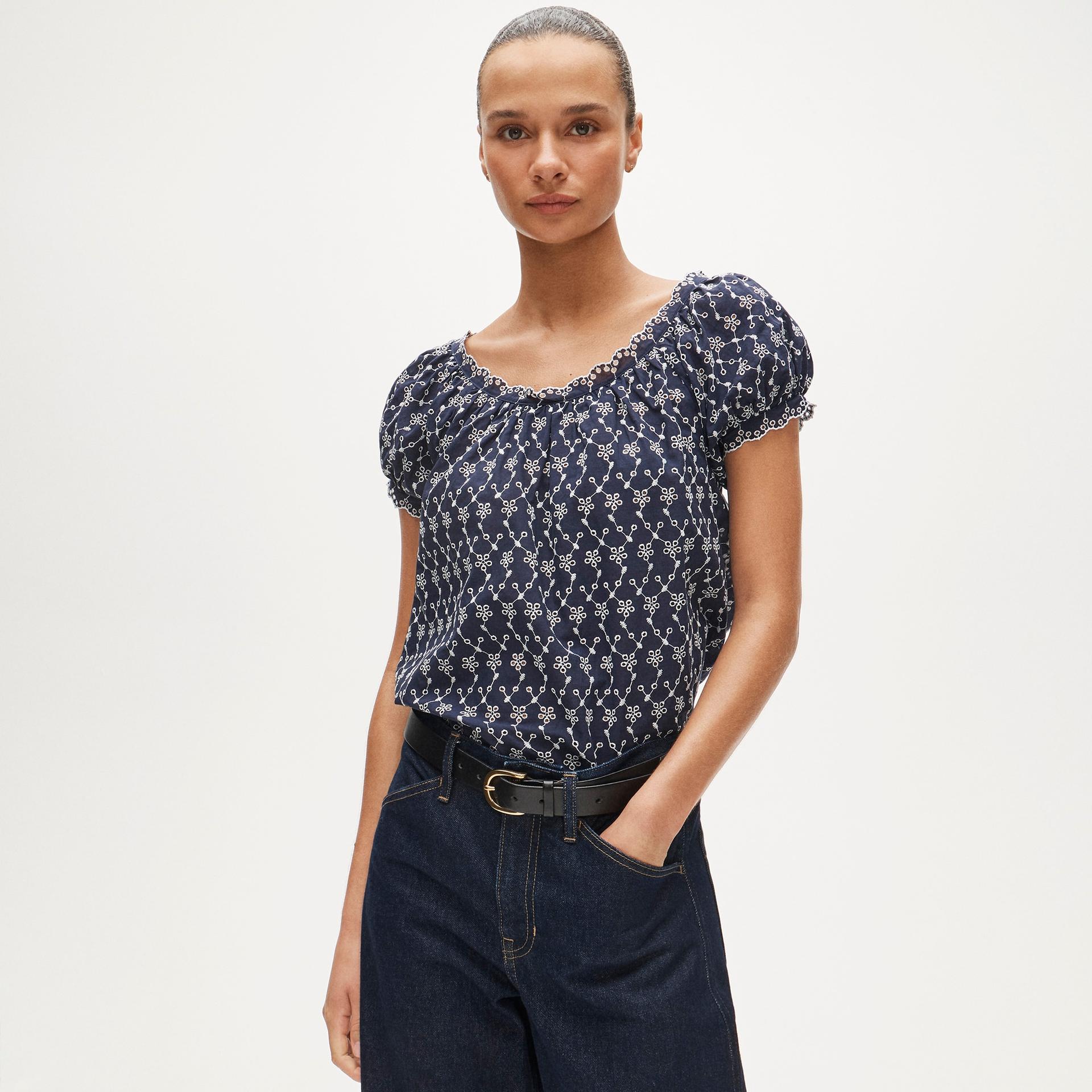 scallop-trim eyelet top