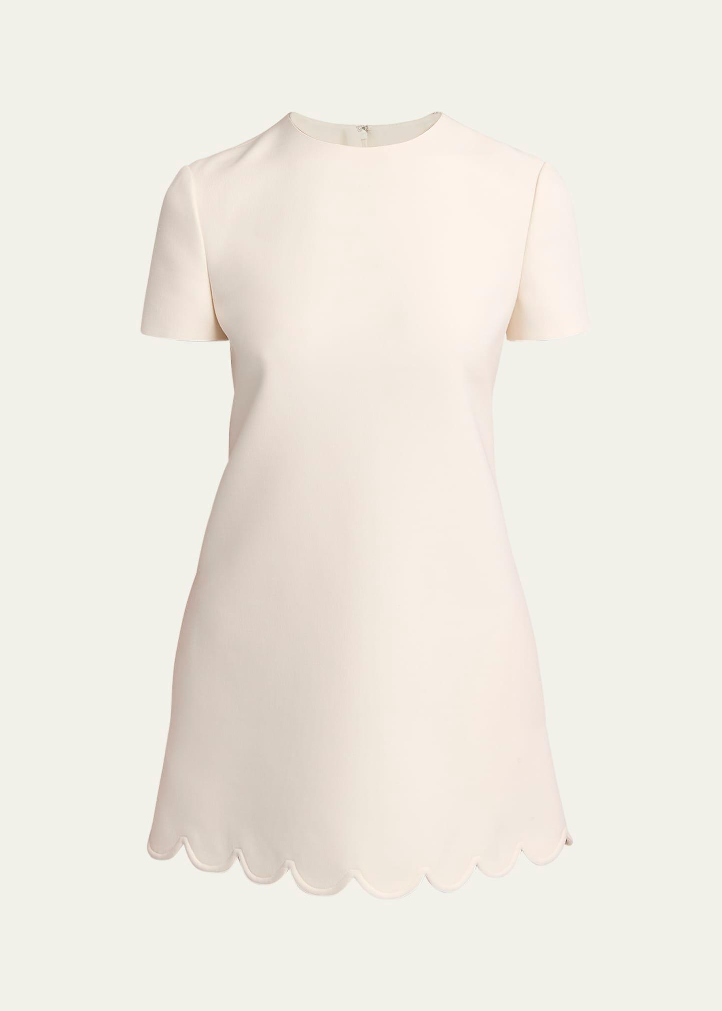 scalloped hem short-sleeve mini shift dress