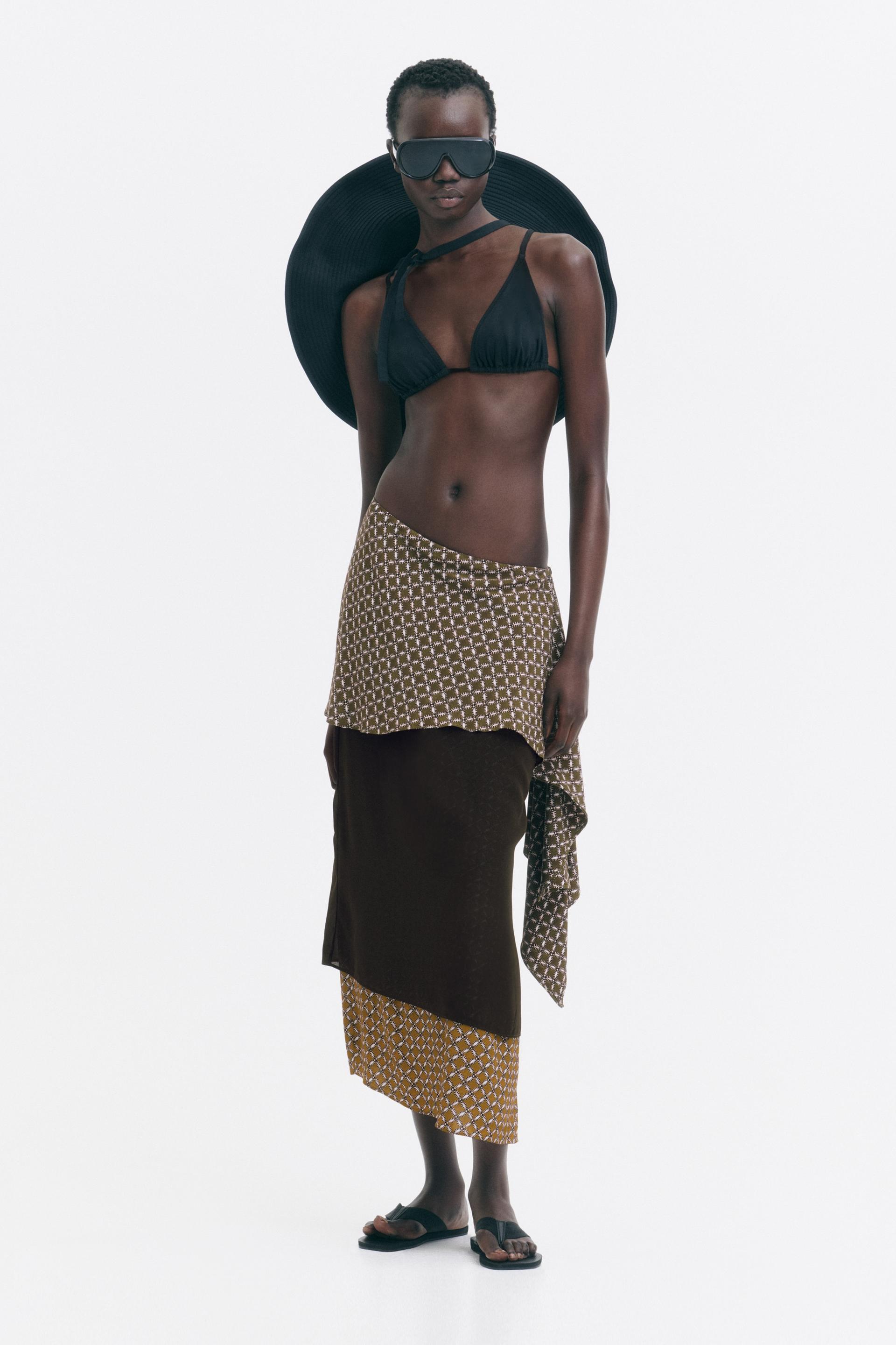 scarf-detail layered skirt