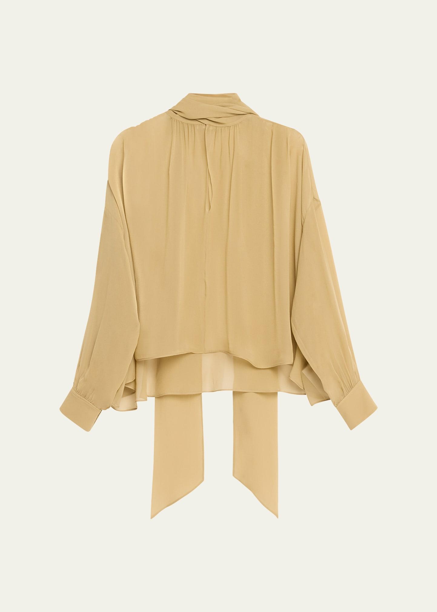 scarf mock-neck silk georgette blouse