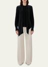 scarf-neck button up silk blouse