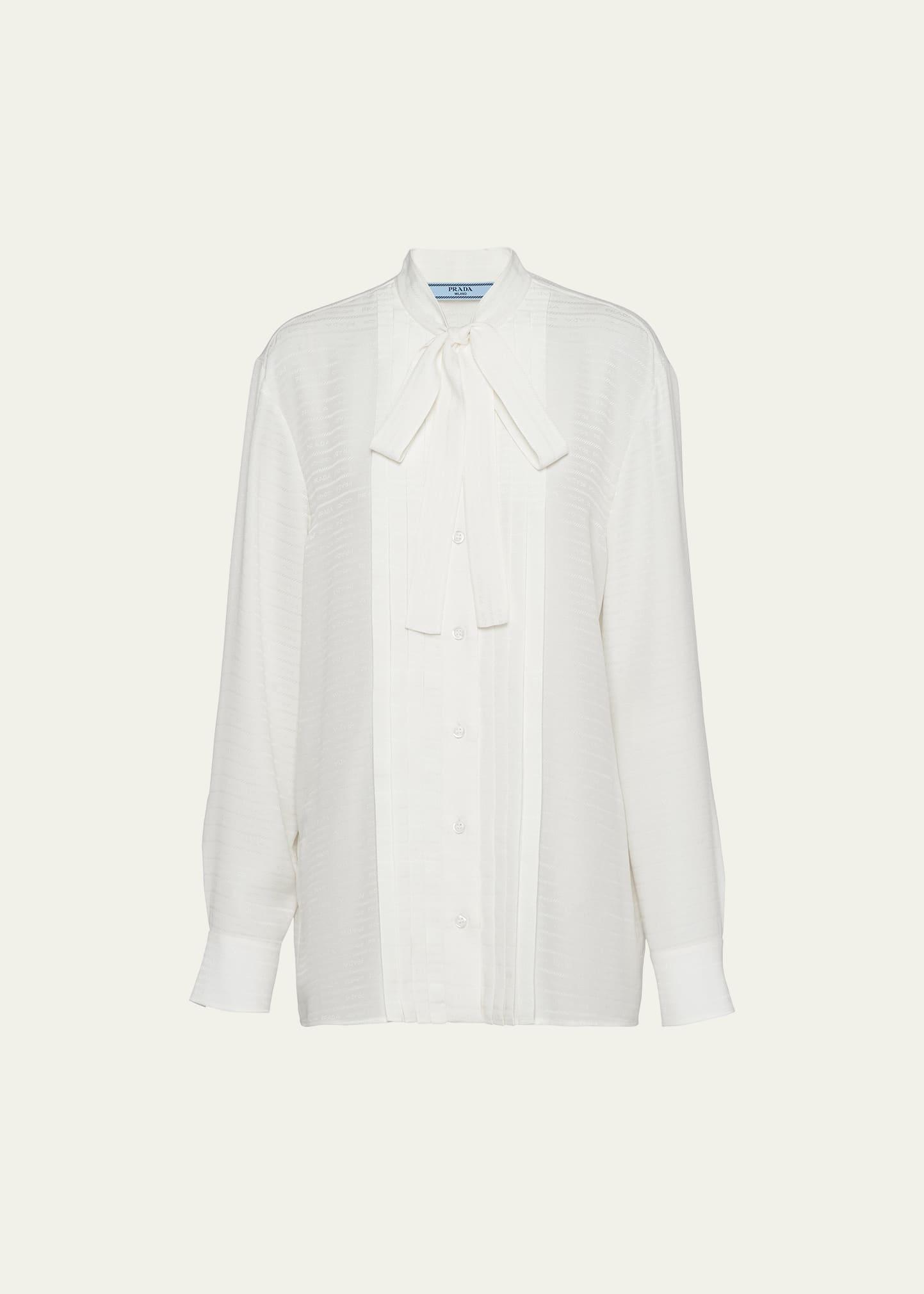 scarf-neck silk button up silk shirt
