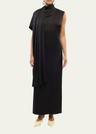 scarf satin maxi dress