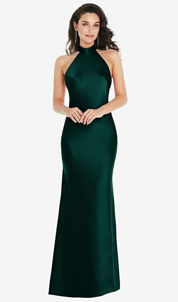 scarf tie high-neck halter maxi slip dress